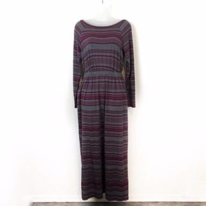 Anthropolgie Maxi Dress Deletta Art of Parties Striped sz XS Gray Wine Modest